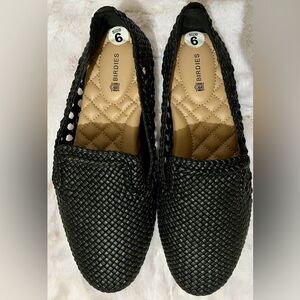 Birdies Black Woven Starling Vegan Leather Loafer Flat Size 6 NWOB